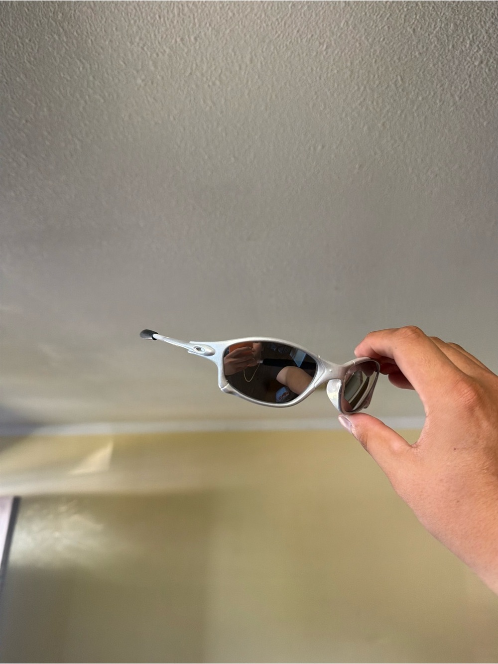 White Men's Sport Sunglasses with Dark Lenses Oakley